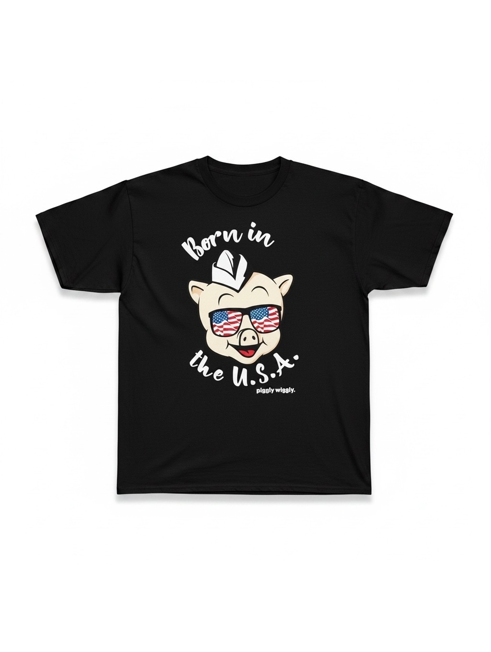 Vintage Style Piggly Wiggly "Born in the U.S.A." Graphic T-Shirt - Black, Large